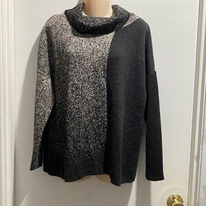 Beyond Threads Baby Alpaca Turtleneck Overlap Fr. Drop Shoulder Preppy Sweater L